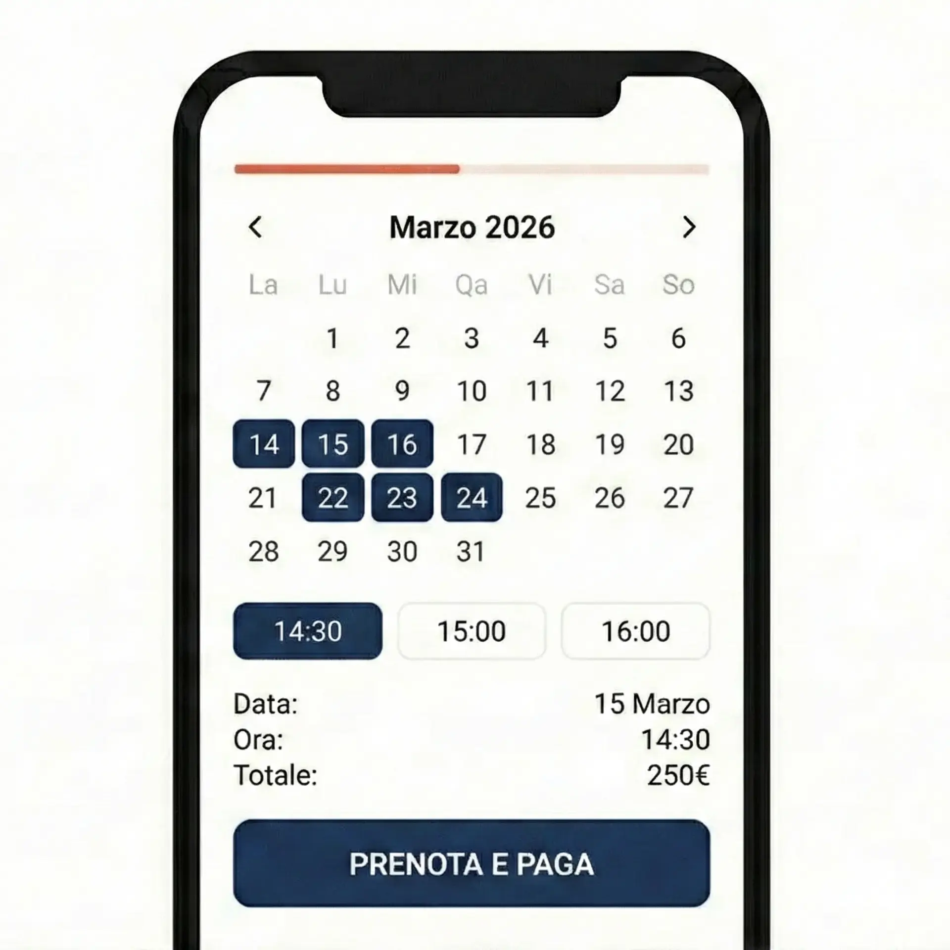 step 3 Step 3 calendario prenotazione